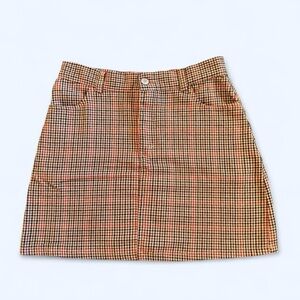 John Galt Brown Plaid Mini Skirt